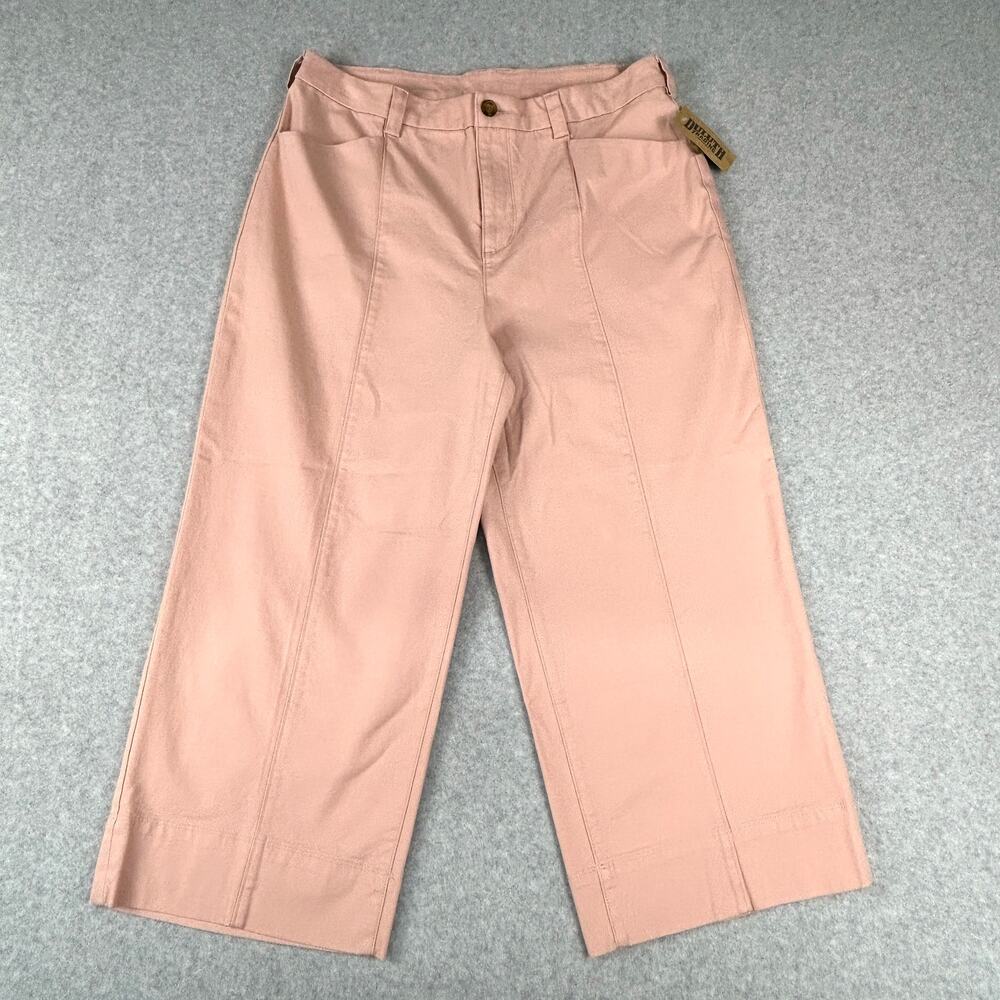Duluth Trading Workday Warrior Chino Size 14 Wide Leg Crop Pants NWT Womens Pink